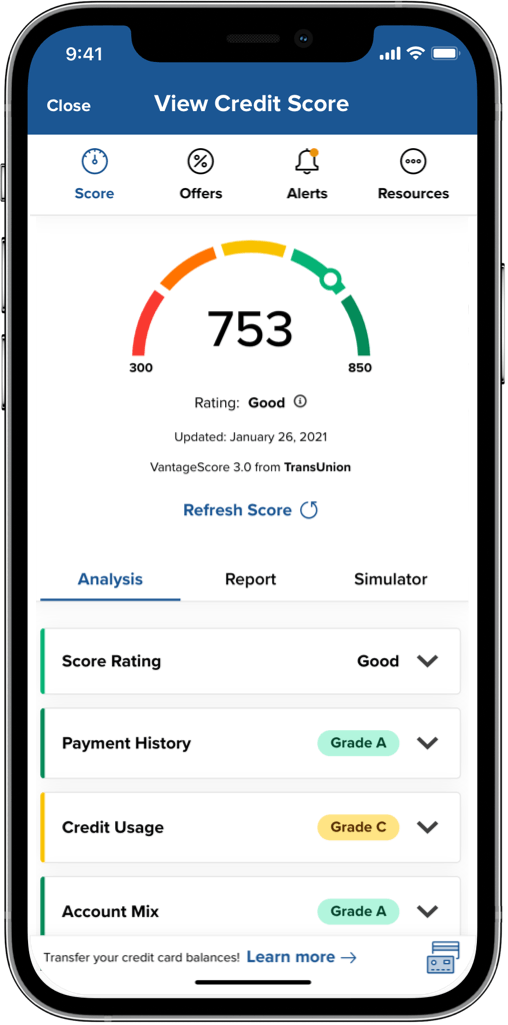 Credit score monitoring
